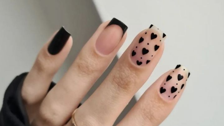 Sencillo y elegante: Así es como puedes hacer un diseño de uñas con corazones negros